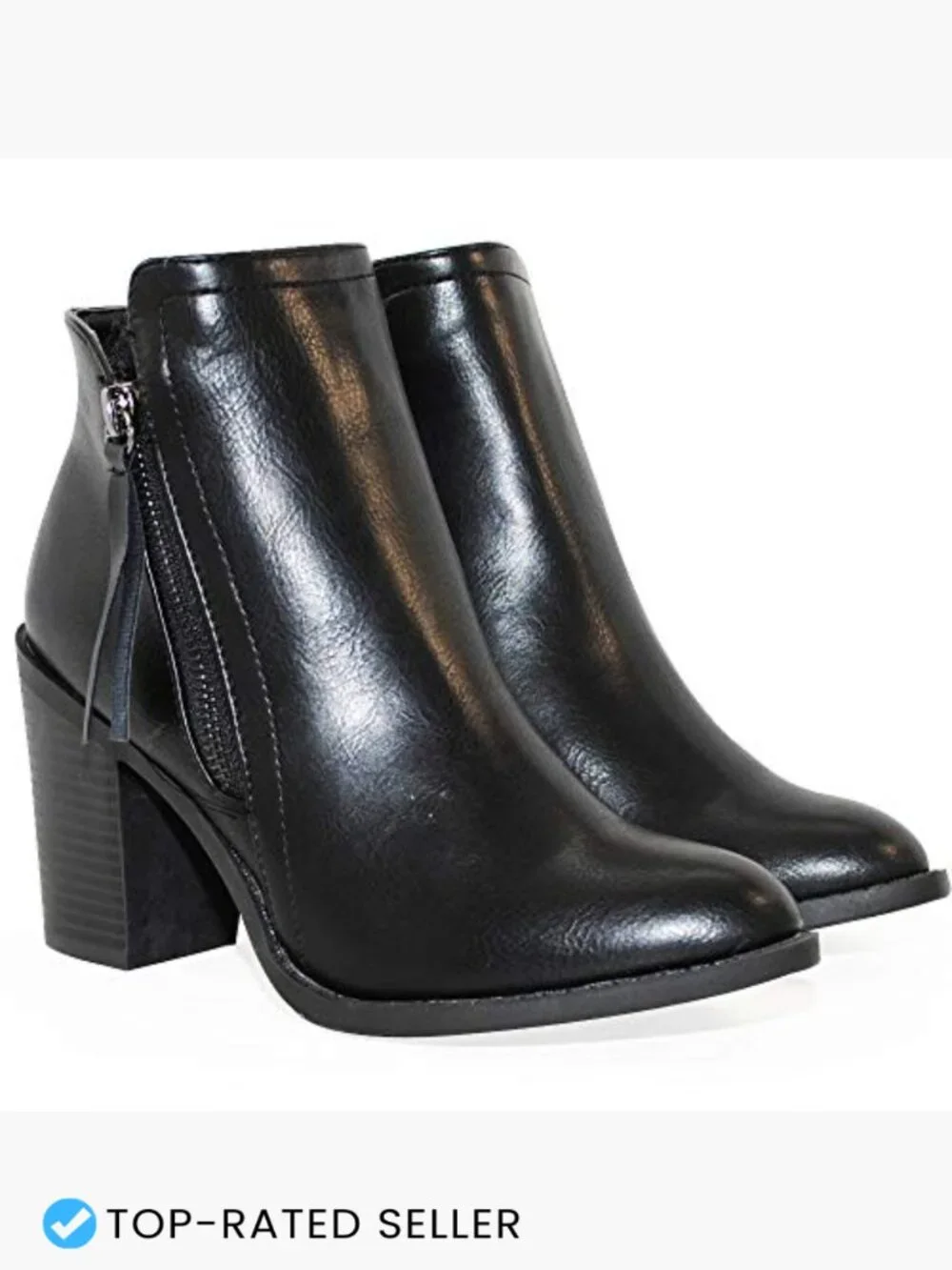 Ankle Booties Side Zip Chunky Heel Faux Suede Casual